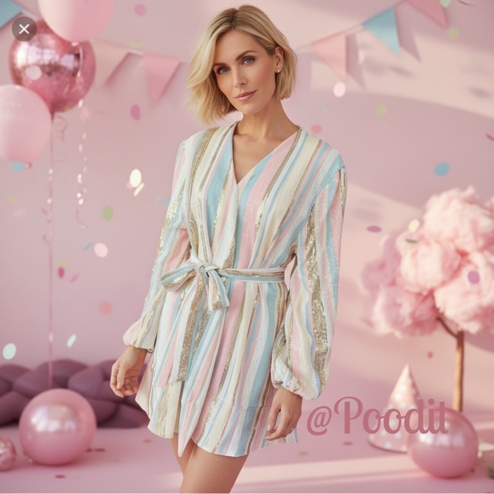 NYLON APPAREL sequin wrap around short mini dress S M L